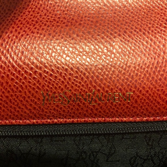 Authentic Yves Saint Laurent YSL red orange clutch - Picture 4 of 8
